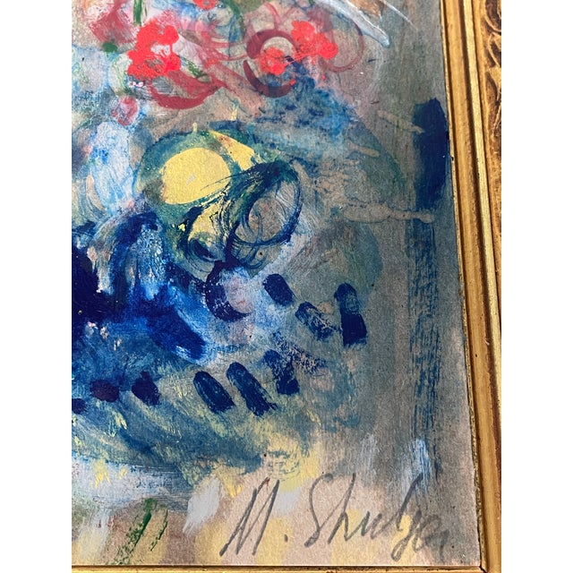 1970s 1970s Abstract Painting in Antique Frame Signed For Sale - Image 5 of 6