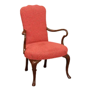 Queen Anne Style Mahogany Shepherd's Crook Armchair With Custom Upholstery