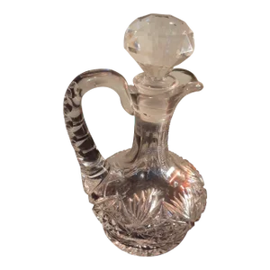 1980s Clear Cut Brilliant Crystal Oil & Vinegar Cruet