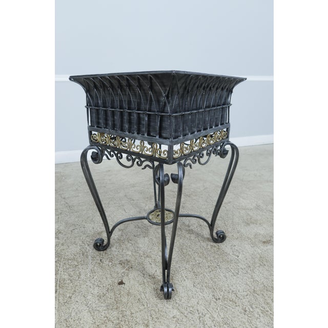 Age: Approx: 15 Years Old Details: High Quality Construction Removable Metal Planter Top Nice Wrought Iron Base w. Brass...