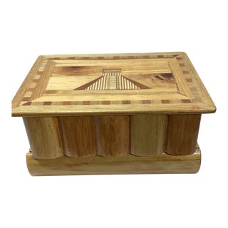 Vintage Puzzle Box With Inlaid Wooden Pyramid For Sale