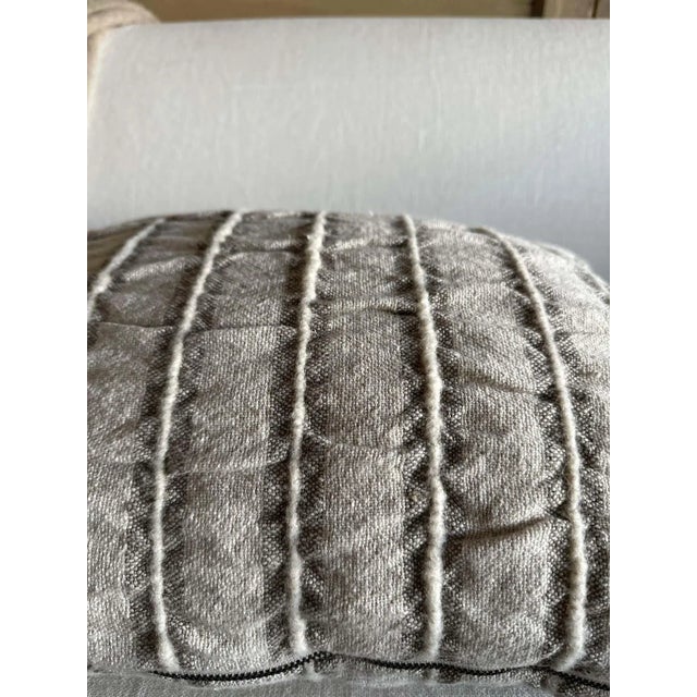Not Yet Made - Made To Order Belgium Linen and Wool Pillow in Gray Stripe Lumbar With Insert For Sale - Image 5 of 7