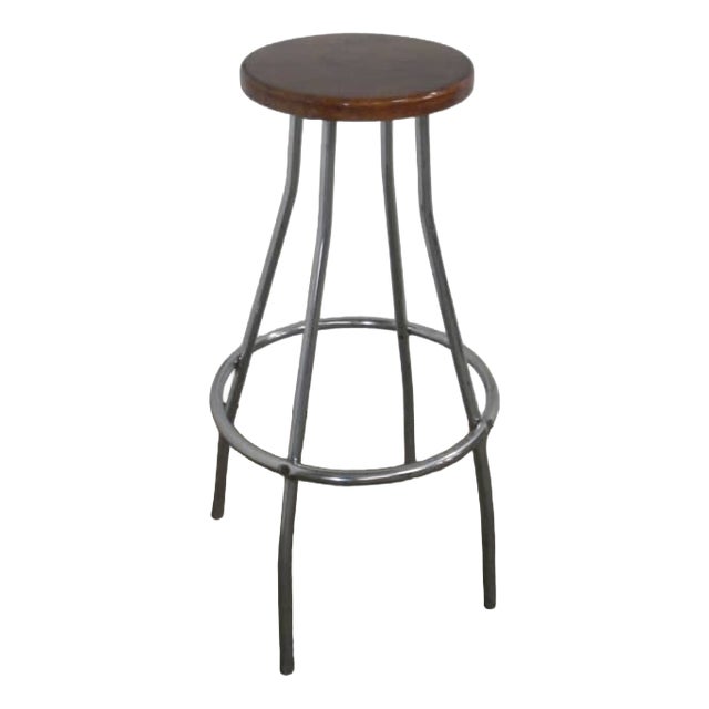 Beech and Iron Stool, 1980 For Sale
