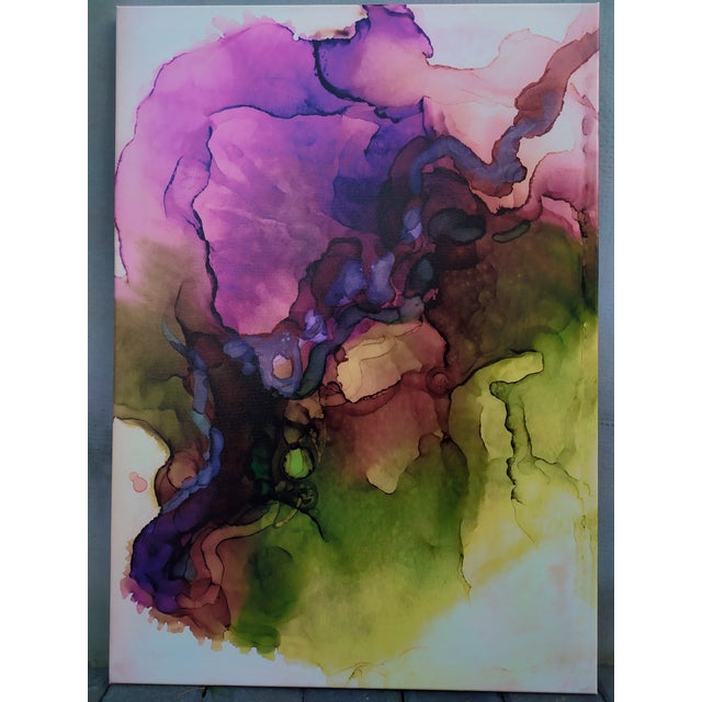 Svitlana Tkachuk Original Abstract Painting Flawering – Alcohol Ink on Canvas For Sale - Image 6 of 6