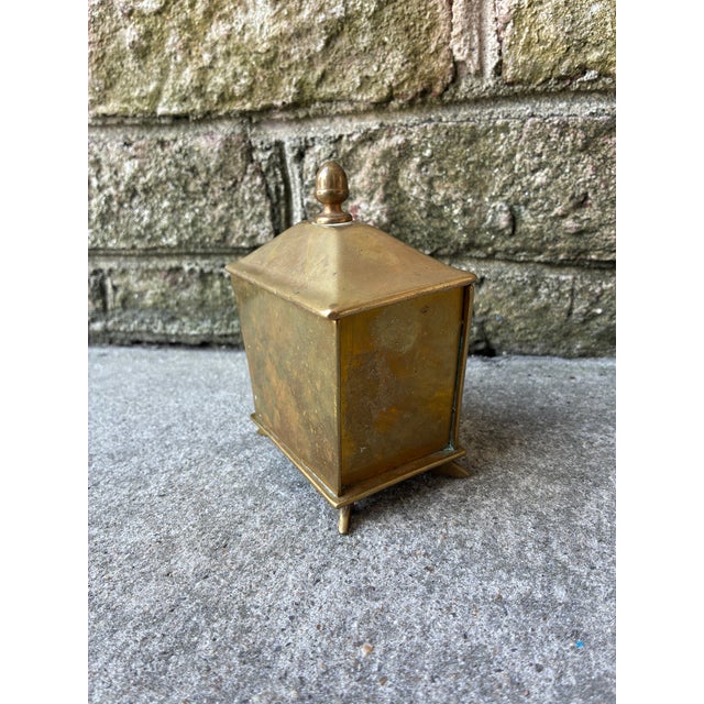 19th Century Vintage Brass Decorative Box With Feet For Sale - Image 5 of 14
