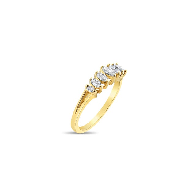 Contemporary Half Carat Marquise Diamond Ring 14k Yellow Gold, Size 7 For Sale - Image 3 of 3