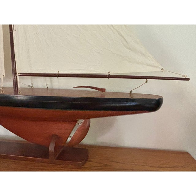 American Vintage Triple Sail Coastal Scale Model of Sail Boat For Sale - Image 3 of 12
