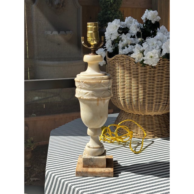 Antique Italian Hand Carved Alabaster Table Lamp For Sale - Image 13 of 18