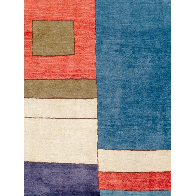 This mid-20th-century Persian Mahal Art Deco carpet, inspired by the modernist graphic language of Edward McKnight...