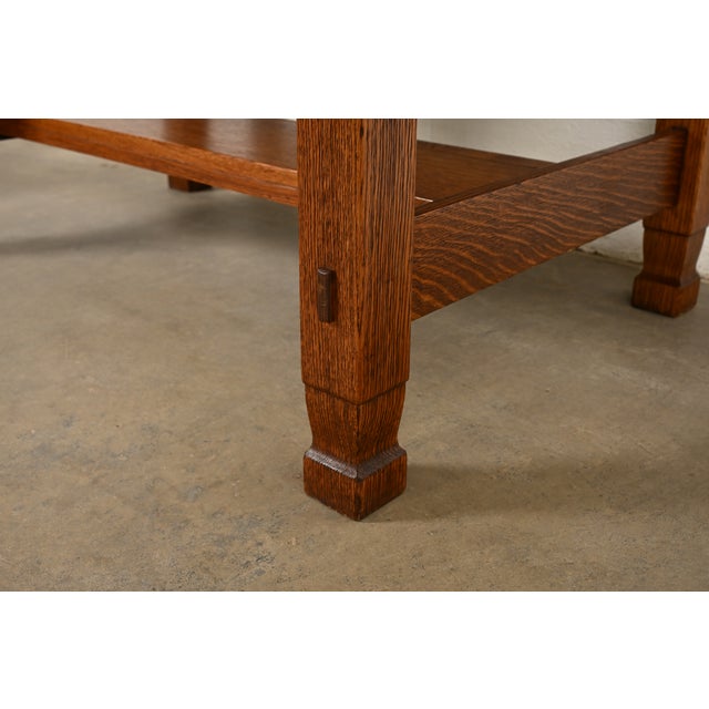 Stickley Brothers Style Antique Mission Oak Arts & Crafts Desk or Writing Table, Circa 1910 For Sale - Image 11 of 15