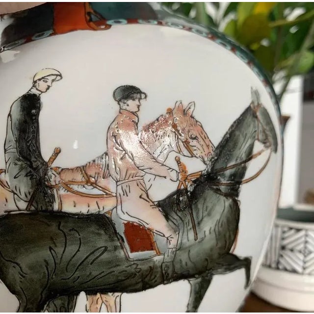 Early 20th Century WBI Chinese Handpainted Equestrian Vase For Sale - Image 12 of 13