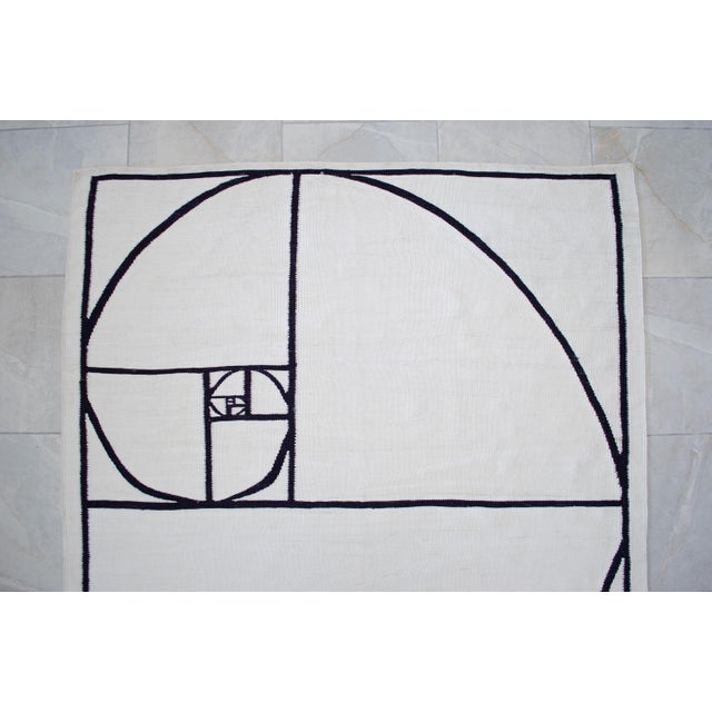 Fibonacci - Golden Ratio Themed Silk Hand Woven Area Rug Kilim Wall Rug 5x7 Ft Approx For Sale - Image 10 of 14