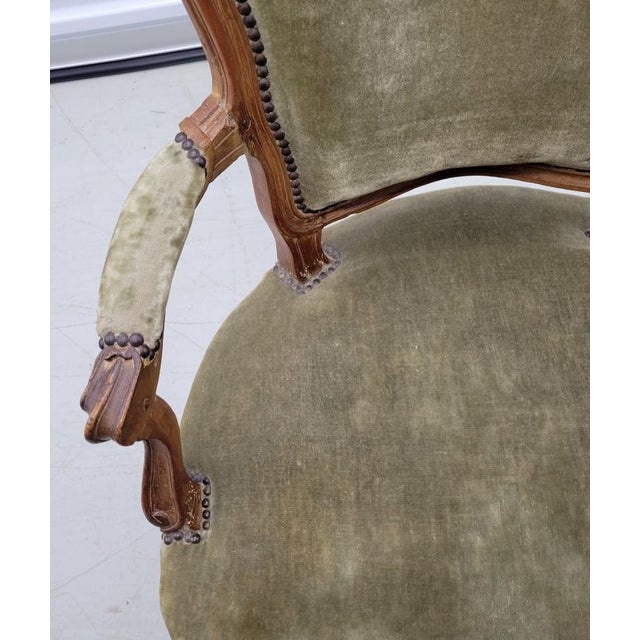 19th-C. French Louis XV Provincial Carved Walnut Open Armchair — Pegged Construction For Sale - Image 12 of 12