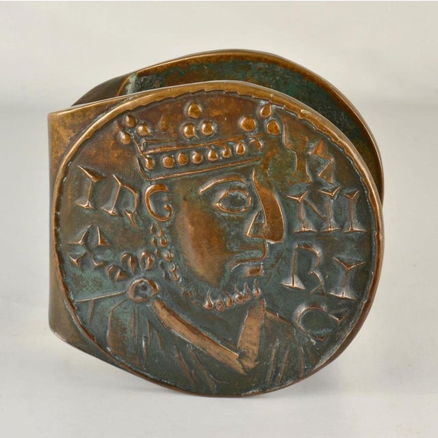 Crowned King Bronze Push Pull Door Handles for Double Doors, 1970s, Set of 2 For Sale - Image 3 of 14