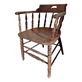 Antique Captains Chair in Elm and Ash, 1890s For Sale