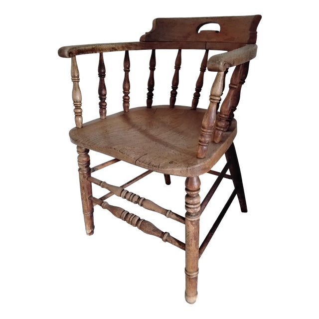 Antique Captains Chair in Elm and Ash, 1890s For Sale