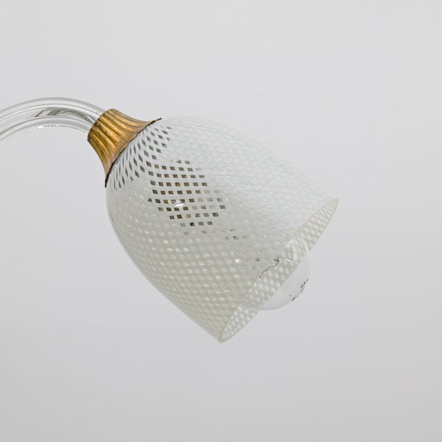 Gold Vintage Italian Art Deco Murano Glass and Brass Chandelier by Ercole Barovier, 1935s For Sale - Image 8 of 9