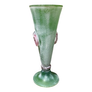 Classic Mid-Century Italian Murano Glass Scavo Vase Decorative For Sale