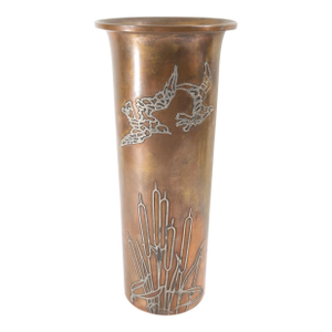 Early 20th Century Arts & Crafts Sterling Silver Overlay Copper Vase