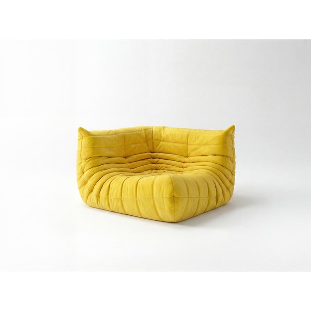 Yellow Togo Sofa in Yellow Microfiber by Michel Ducaroy for Ligne Roset, Set of 5 For Sale - Image 8 of 14