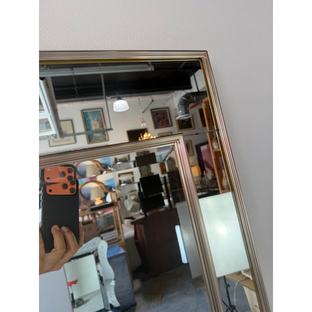 1980s La Barge Style Geometric Beveled Wall Mirror With Brushed Aluminum Frame For Sale - Image 9 of 12