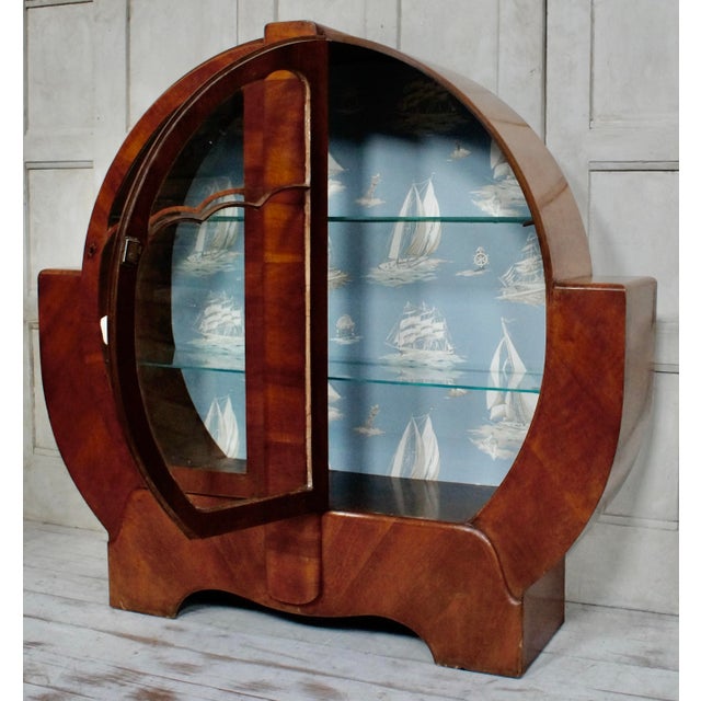 Brown Art Deco Walnut Circular Shouldered Cabinet, 1920s For Sale - Image 8 of 12