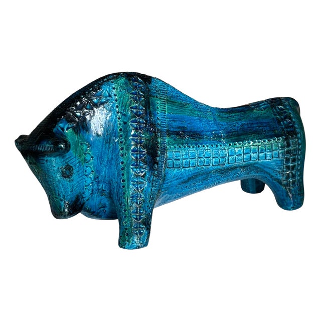 Sculptural Rimini Blu Bull by Aldo Londi for Bitossi Ceramiche, Italy, 1960s For Sale