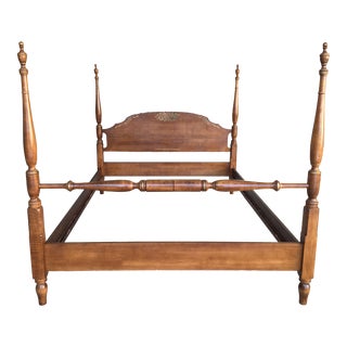 L. Hitchcock Maple Paint Decorated Double Poster Bed For Sale