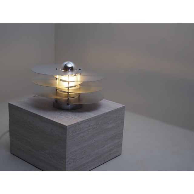Space Age Italian Layered Table Lamp, Italy, 1960s, in Flawless conditions. Designed 1960 to 1969 European Plug (up to...