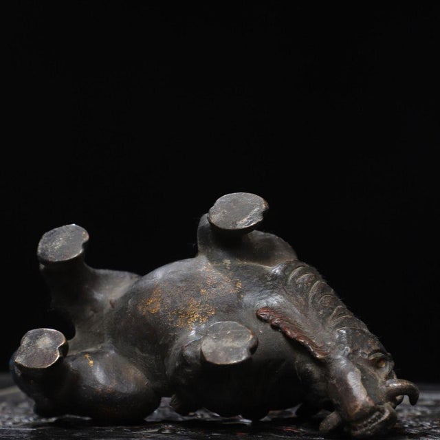 Late 19th Century Gilt Bronze Boar Statue, Mythical Pig Figure, 1.2kg For Sale - Image 9 of 9
