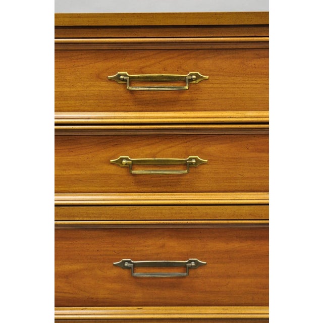 Mid 20th Century Vintage Hollywood Regency Cherry Wood 5 Drawer Tall Chest Dresser by White Furn For Sale - Image 5 of 14