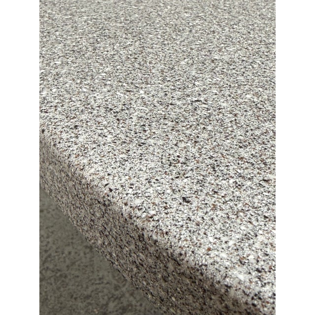 1980's 36 Inch Round Stone Composite Pedestal Dining Table For Sale - Image 11 of 12