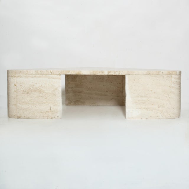 Beige Triangular Travertine Table, 1970s For Sale - Image 8 of 18