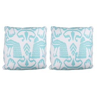 Aqua Bali Isle Linen Pillows- a Pair For Sale