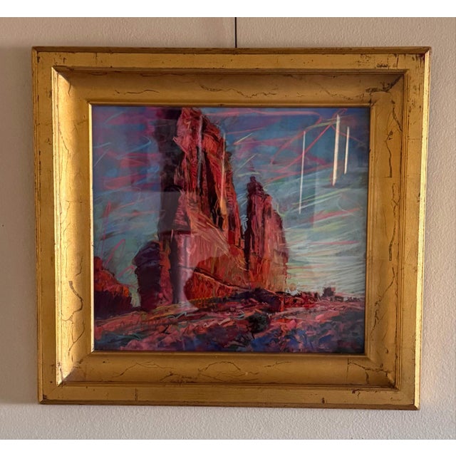 Contemporary Courthouse by Jeff Slemons | Soft Pastel on Sanded Paper Red rock formations under a blue sky. For Sale - Image 3 of 4