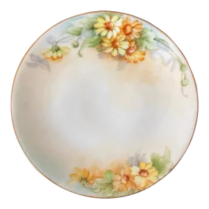 Antique German Porcelain Daisies Design Gold Rim Dish or Plate by Thomas Sevres Bavaria