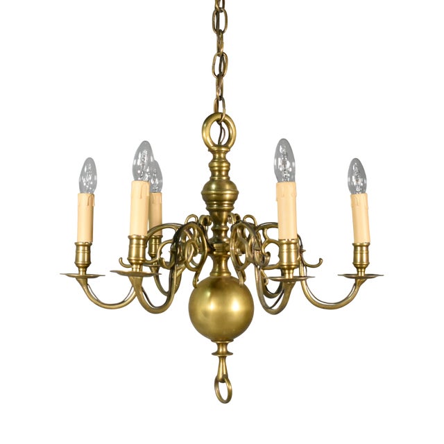 Antique Dutch Bronze Chandelier, 1890s For Sale