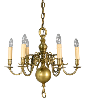 Antique Dutch Bronze Chandelier, 1890s