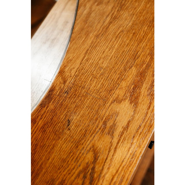 Vintage Oak Sideboard with Circular Mirror, 1960s For Sale - Image 11 of 12