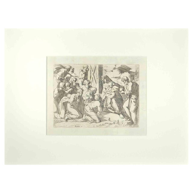Giovanni Lanfranco, Matthei 2, Old Testament Story, Etching, 1607 For Sale