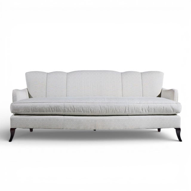 Baker Scalloped Back Sofa This sofa measures: 81.25 wide x 36 deep x 33.5 inches high, with a seat height of 20 and arm...