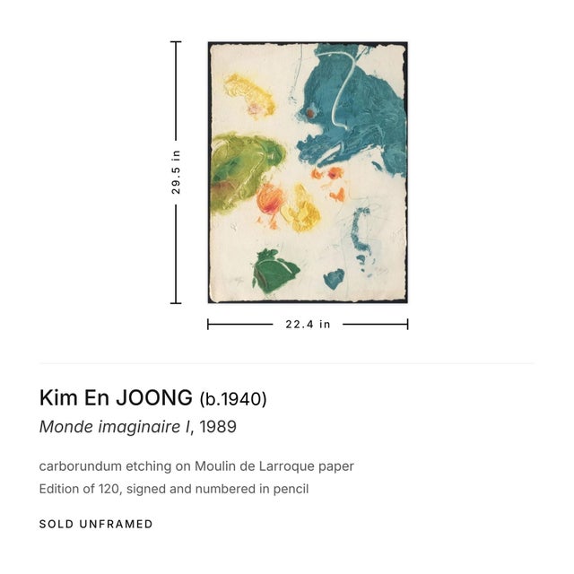Contemporary 1989 Kim en Joong Monde Imaginaire I Signed Carborundum Etching For Sale - Image 3 of 3