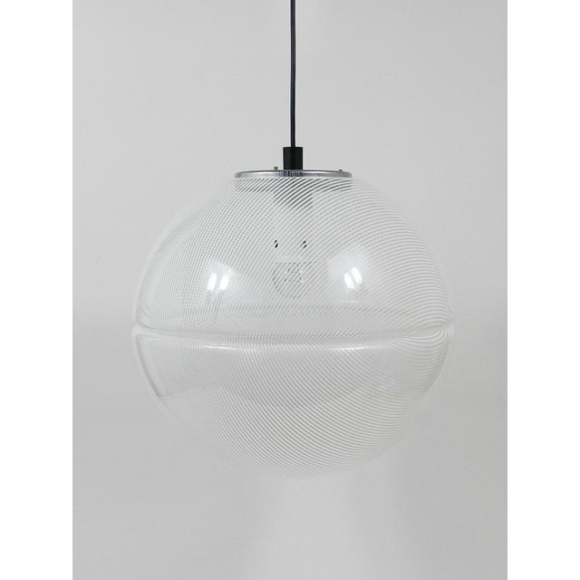 Postmodern Striped Op-Art Globe Pendant Lamp by Guzzini attributed to Meblo, 1970s For Sale - Image 3 of 18