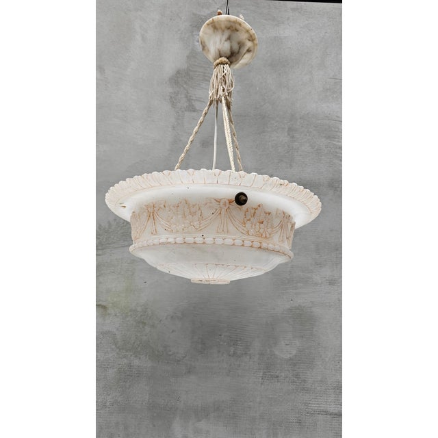 Ivory Art Deco Alabaster Chandelier, 1920s For Sale - Image 8 of 8