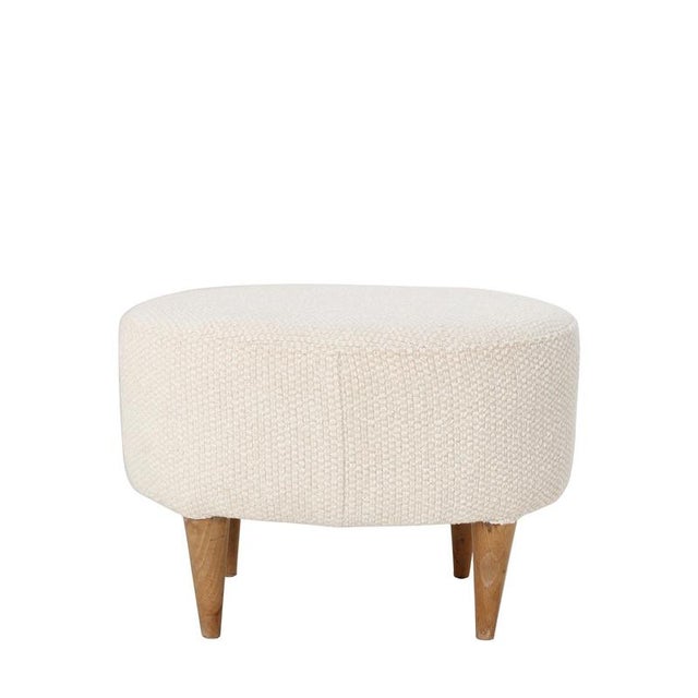 1960s Cream Footstool with Wooden Legs, Italy, 1960 For Sale - Image 5 of 9