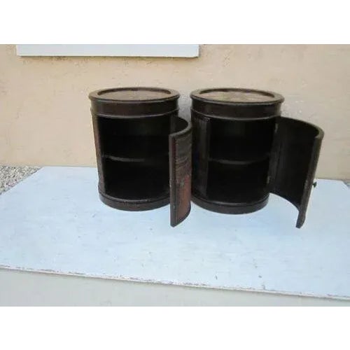 1970s Barrel Style Wood Woven Round Accent End Table - Set of 2 For Sale - Image 12 of 13