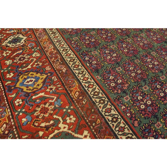 1890s Green Paisley Tribal Antique n.w. Persian Rug 4'8" X 11' Handknotted Wool Carpet For Sale - Image 4 of 8