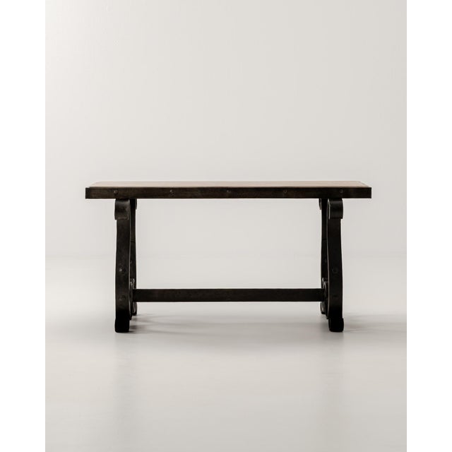 Metal 1940s Wrought Iron Coffee Table With Wood Top For Sale - Image 7 of 14