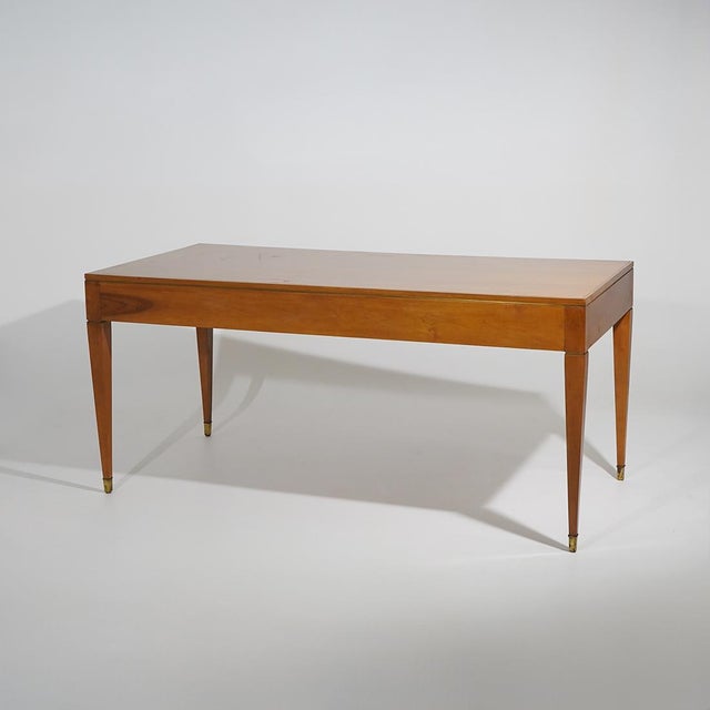 Vintage Walnut Desk with Brass Details, 1950s For Sale - Image 6 of 15