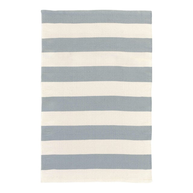 Dash & Albert by Annie Selke Catamaran Stripe Light Blue/Ivory Indoor/Outdoor Rug, 7' 6" x 9' 6" For Sale